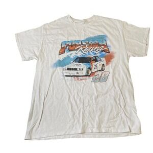 Alpha Collective Racing Car Graphic Print T Shirt White Mens Size L